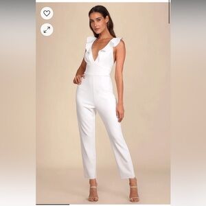 Lulu’s - Leilani White Ruffled Jumpsuit
